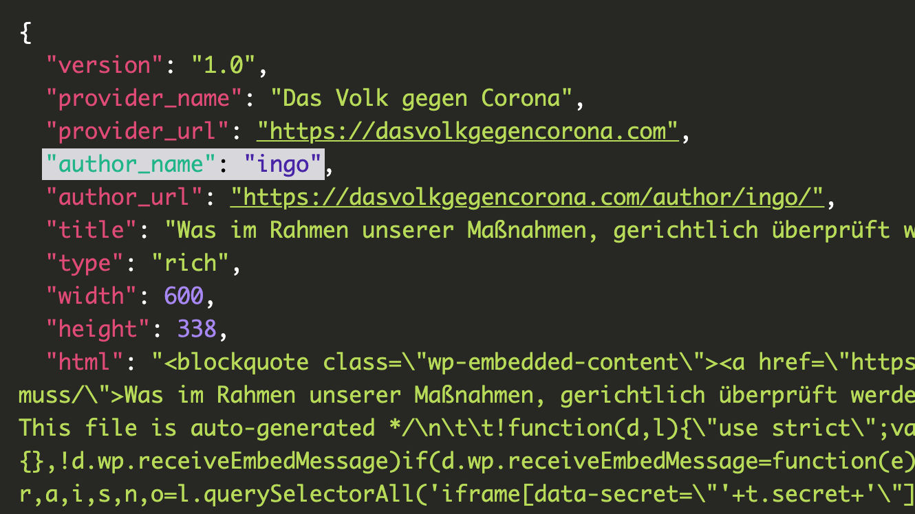 In den Metadaten der Website von „Das Volk gegen Corona“ taucht ein zweiter Name auf: Ingo.